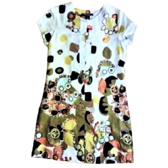 Vintage 90s Vertigo Paris cotton & silk blend shift tunic dress - Picture 1 of 7